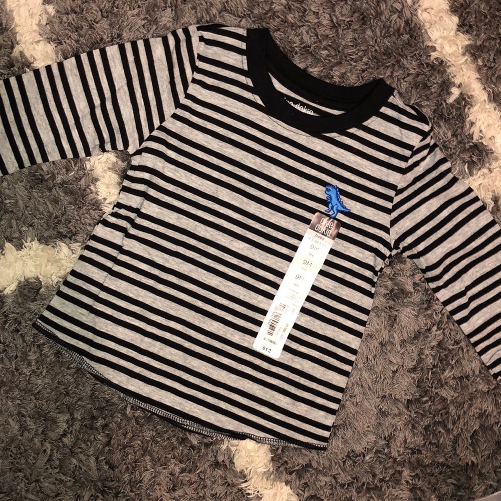 Long sleeve striped dinosaur shirt
